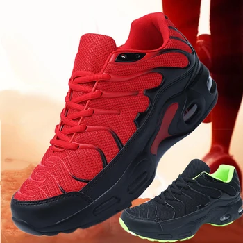 2022 нови мъжки маратонки за бягане 47 ярда, спортни обувки черна мрежа ежедневни обувки на въздушна възглавница 46 ярда обувки червена модна тенденция обувки