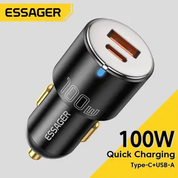 Essager 100 Вата Зарядно Устройство за Бързо Зареждане на Бързо Зарядно Устройство QC PD на 3.0 За iPhone 14 Type C USB Зарядно за Кола За Лаптоп Samsung Таблети