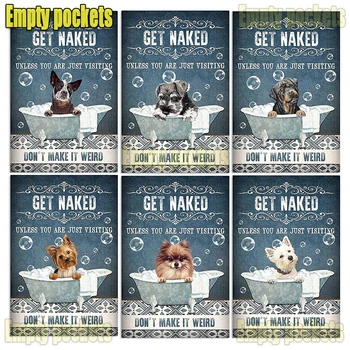 Метални консервени стикери с надписи Забавно куче, което не пипайте, ако сте само на посещение, не правете плакат Veird за баня, тоалетна, ретро декор