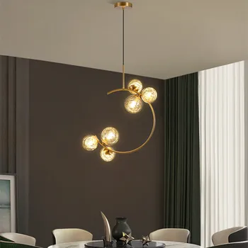 Скандинавска околовръстен дизайнерски полилей с led златна стъклена лампа за Дневна трапезария Спалня кухня остров коридор полилеи