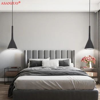 Скандинавска спалня нощни Дълга линия висящи осветителни тела модерен минималистичен ресторант бар окачен лампа