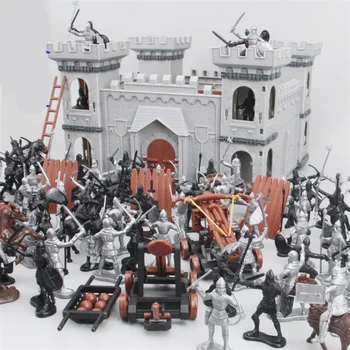 Средновековният Рицар Катапулт Заключване на Войници от Пехотата Фигурки на Героите на Замъка Войници Модел Събрания на Сградата на Военен набор от играчките